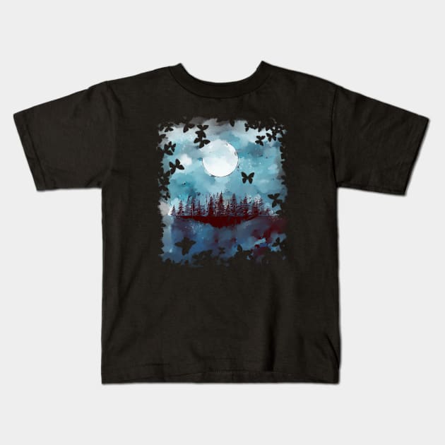Misty Blue Forest 5 Kids T-Shirt by Collagedream